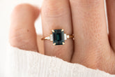 The Mira Ring | 2.65 CT Emerald Cut Teal Sapphire - Lavender Creek Gems 