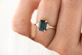 The Mira Ring | 2.65 CT Emerald Cut Teal Sapphire - Lavender Creek Gems 