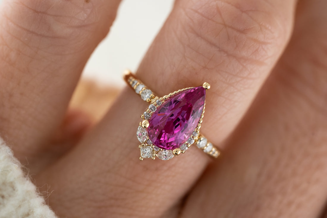 The Charlotte Ring | 3.16 Hot Pink Sapphire - Lavender Creek Gems 