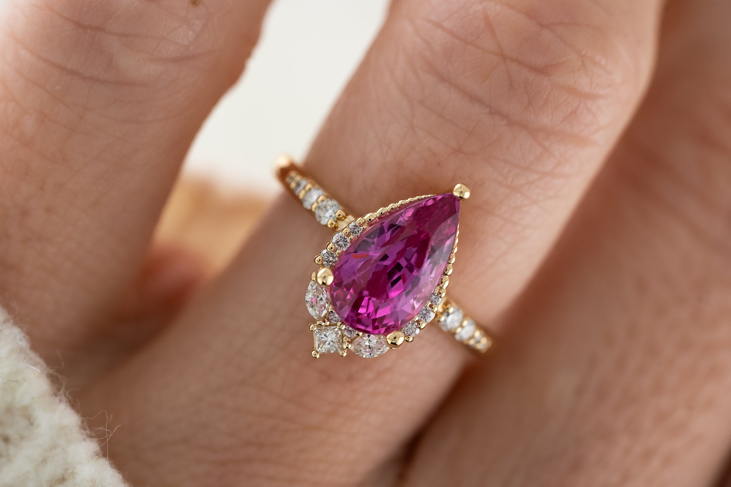 The Charlotte Ring | 3.16 Hot Pink Sapphire - Lavender Creek Gems 