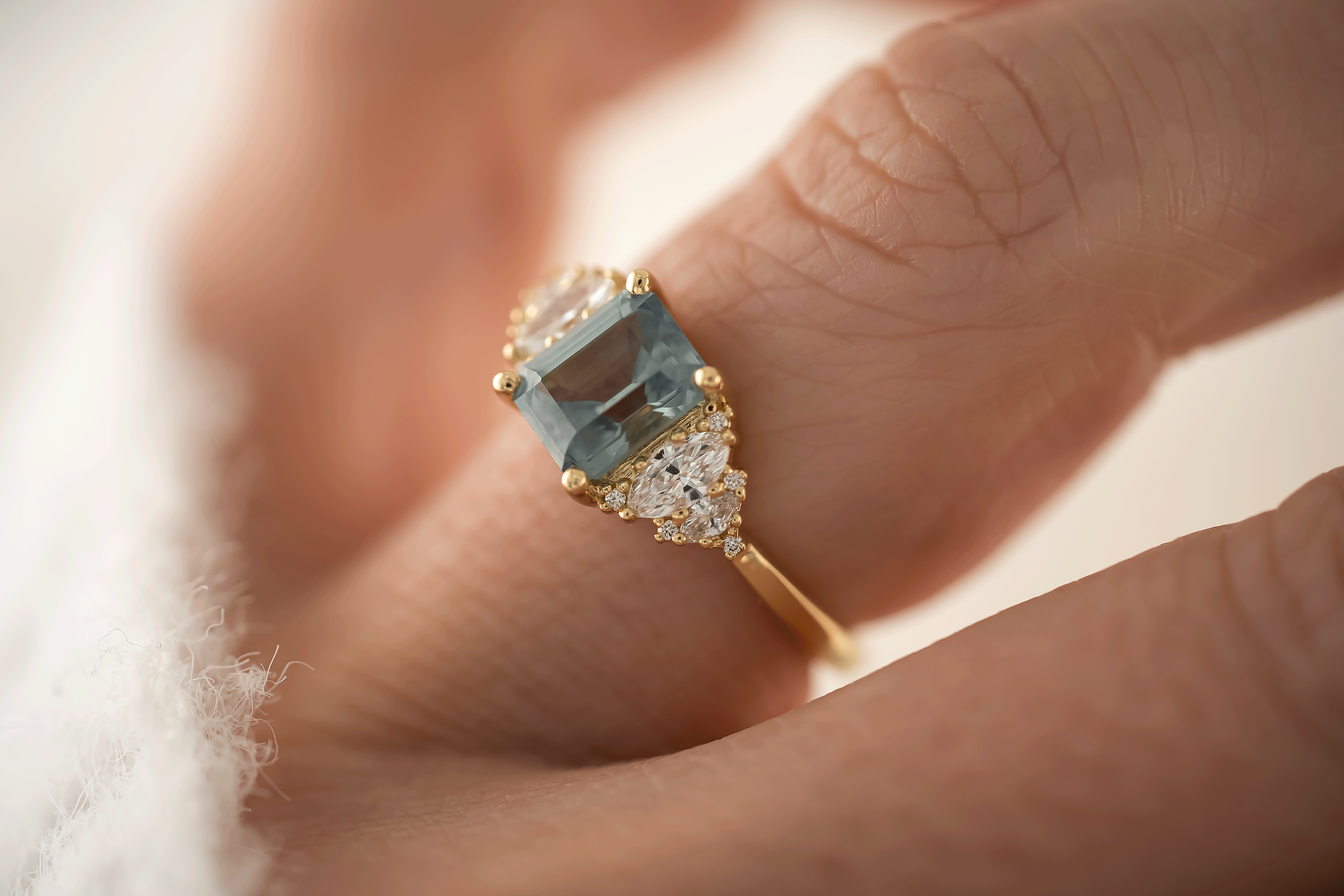 The Vivienne Ring | 2 CT Emerald Cut Light Blue Montana Sapphire - Lavender Creek Gems 