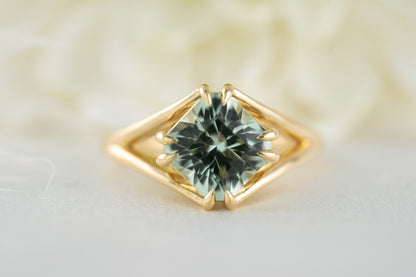 The Weaver Ring | 2.7 CT Square Radiant Mint Green Tourmaline