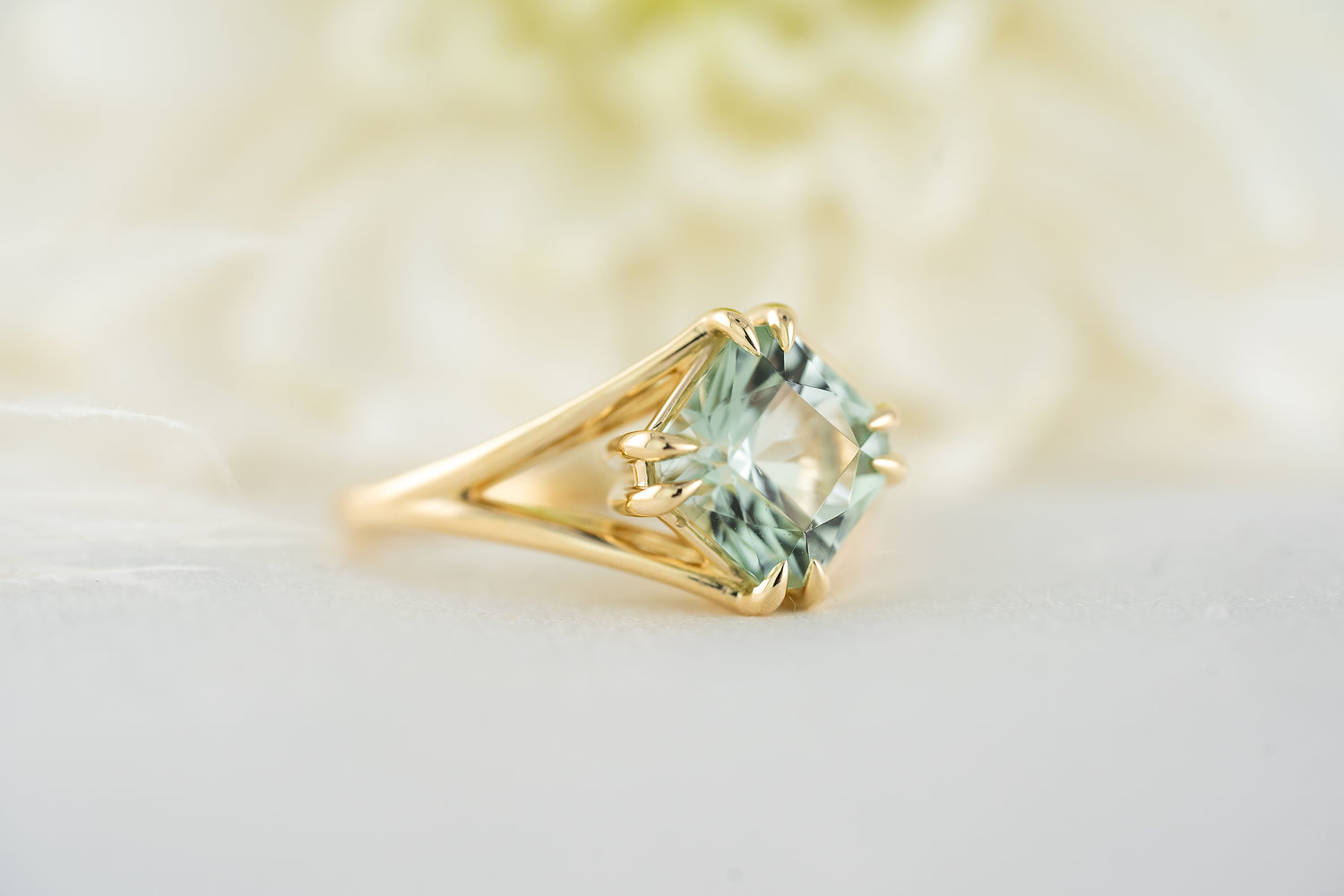 The Weaver Ring | 2.7 CT Square Radiant Mint Green Tourmaline