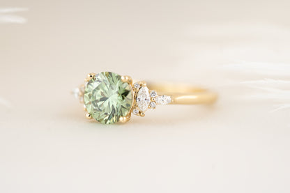 The Maeve Ring - 1.54 CT Round Green Lab Diamond - Lavender Creek Gems 