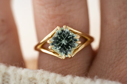 The Weaver Ring | 2.7 CT Square Radiant Mint Green Tourmaline