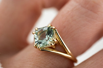 The Weaver Ring | 2.7 CT Square Radiant Mint Green Tourmaline