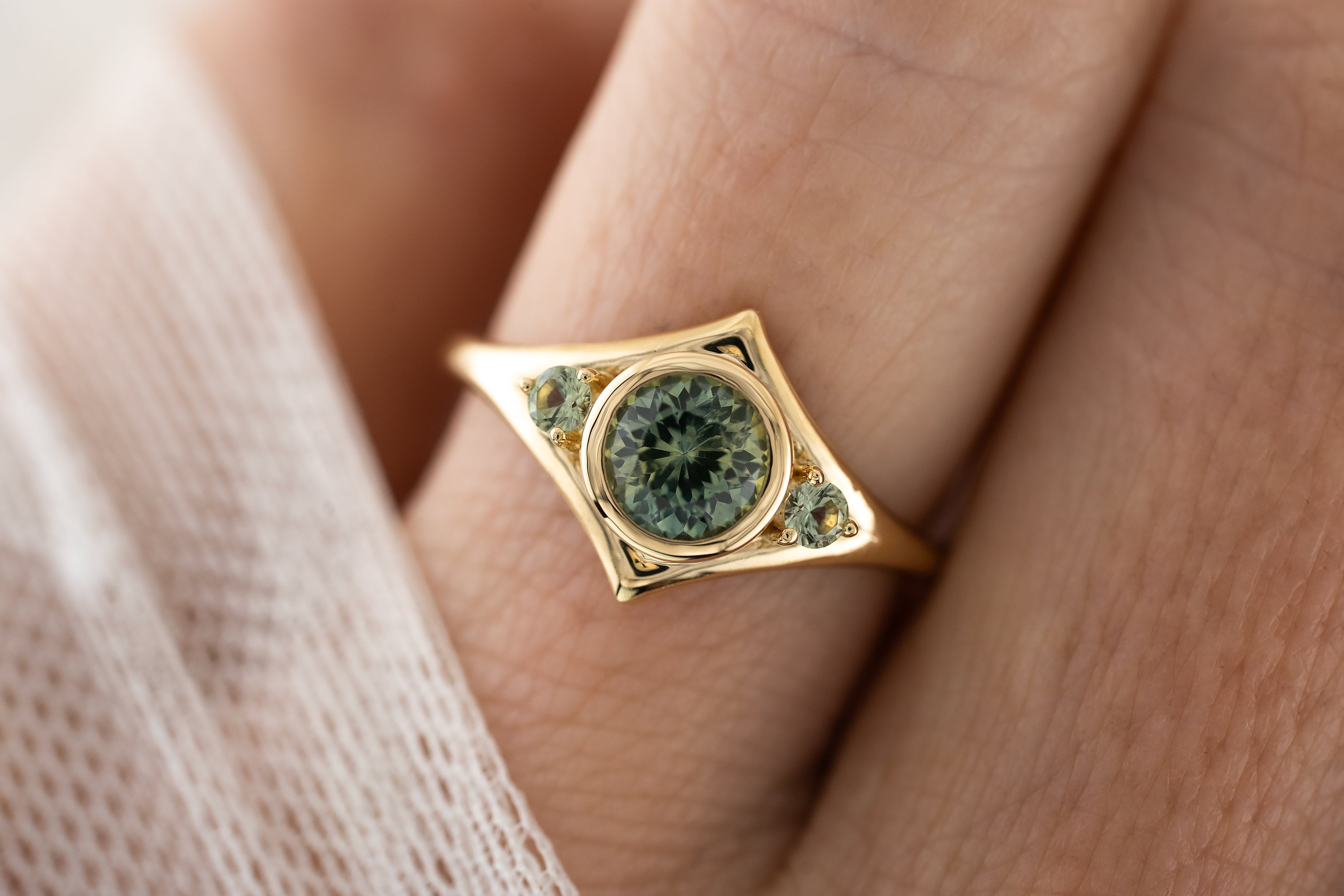 The Roxy Ring | Teal Montana Sapphire - Lavender Creek Gems 