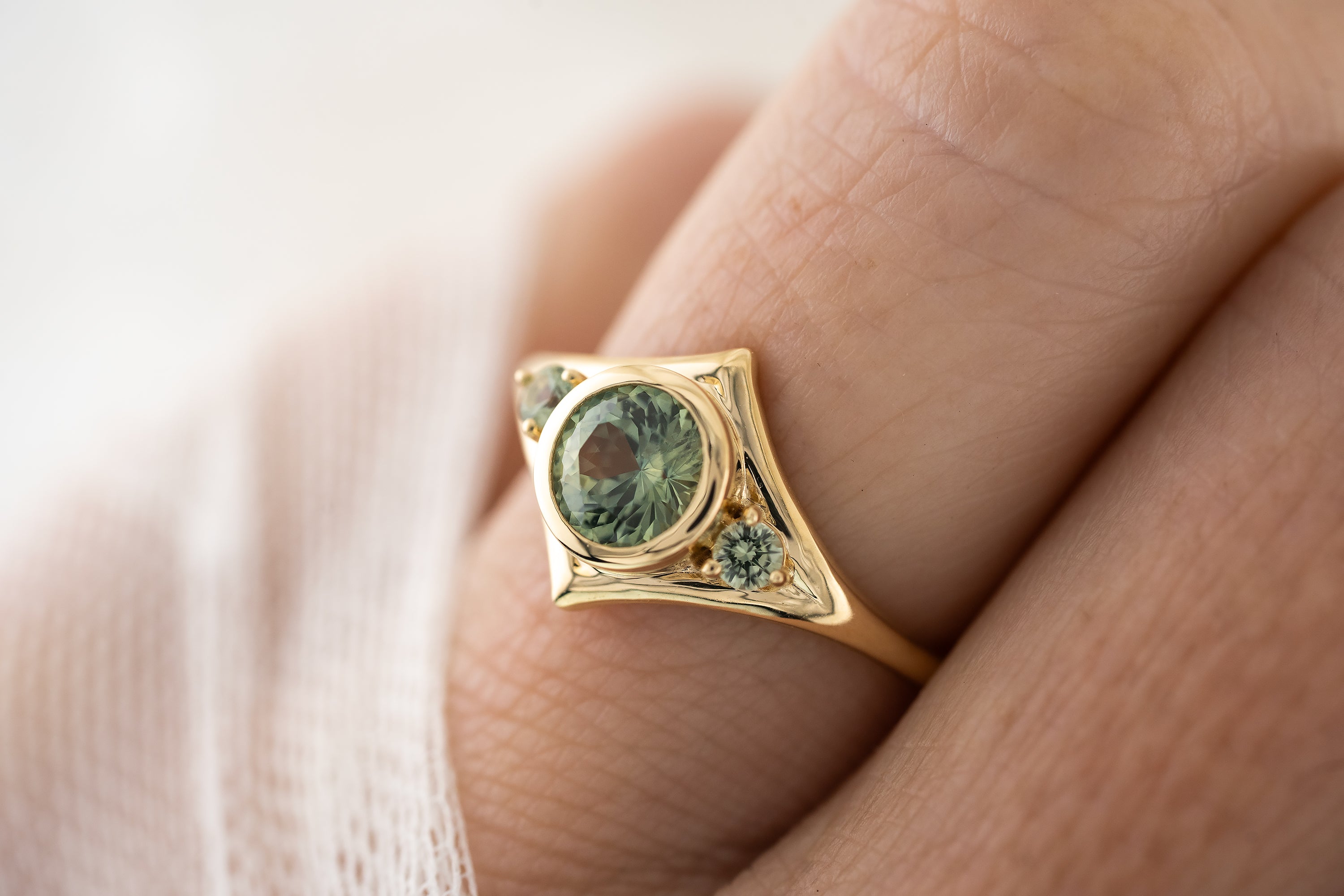 The Roxy Ring | Teal Montana Sapphire - Lavender Creek Gems 
