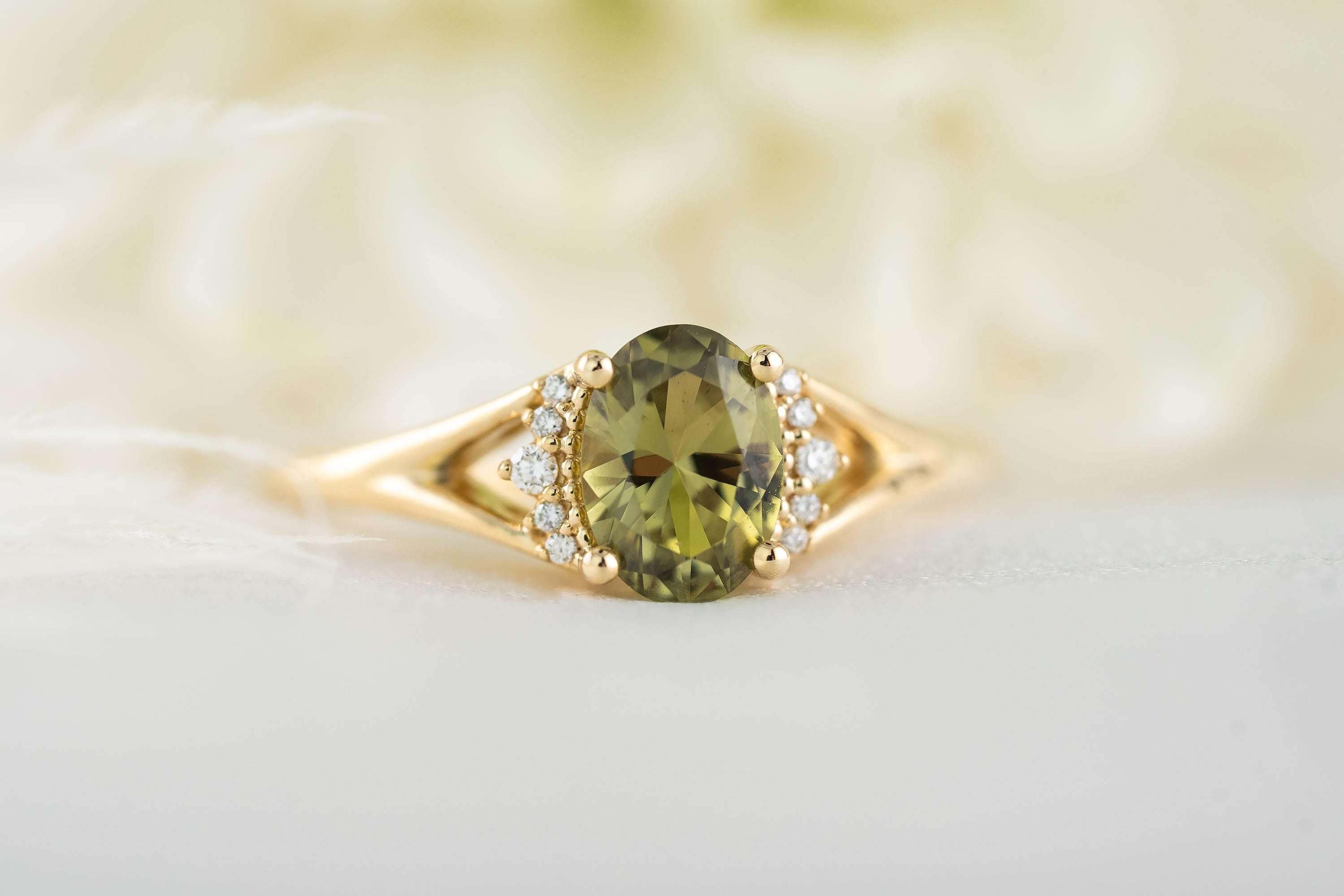The Serendipity Ring | 1.09 CT Oval Green Sapphire - Lavender Creek Gems 