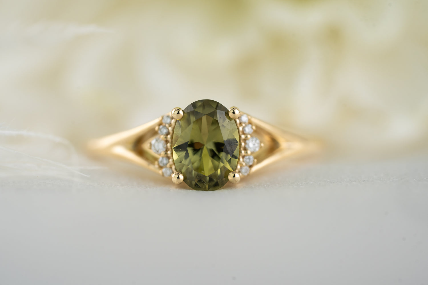 The Serendipity Ring | 1.09 CT Oval Green Sapphire