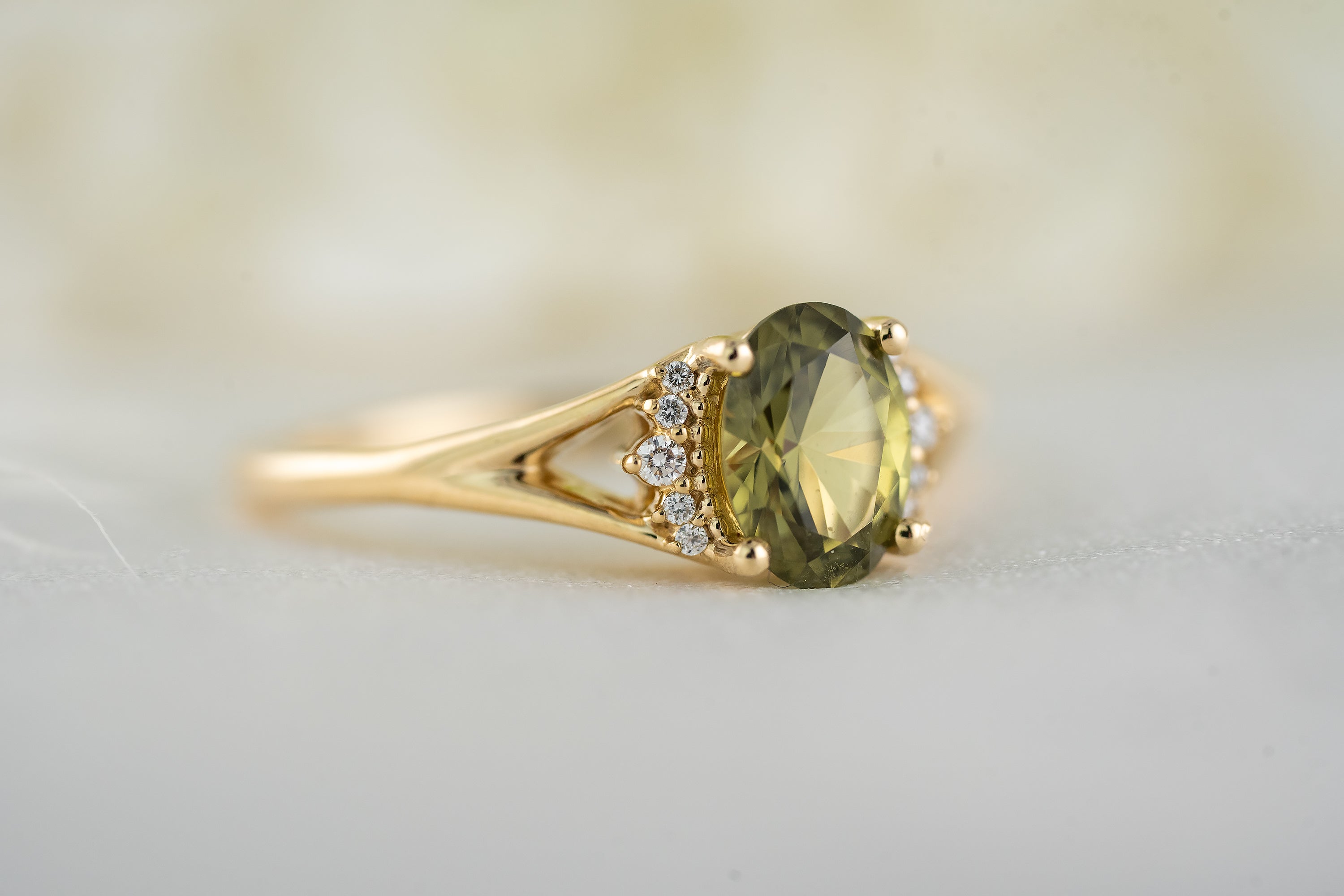 The Serendipity Ring | 1.09 CT Oval Green Sapphire - Lavender Creek Gems 