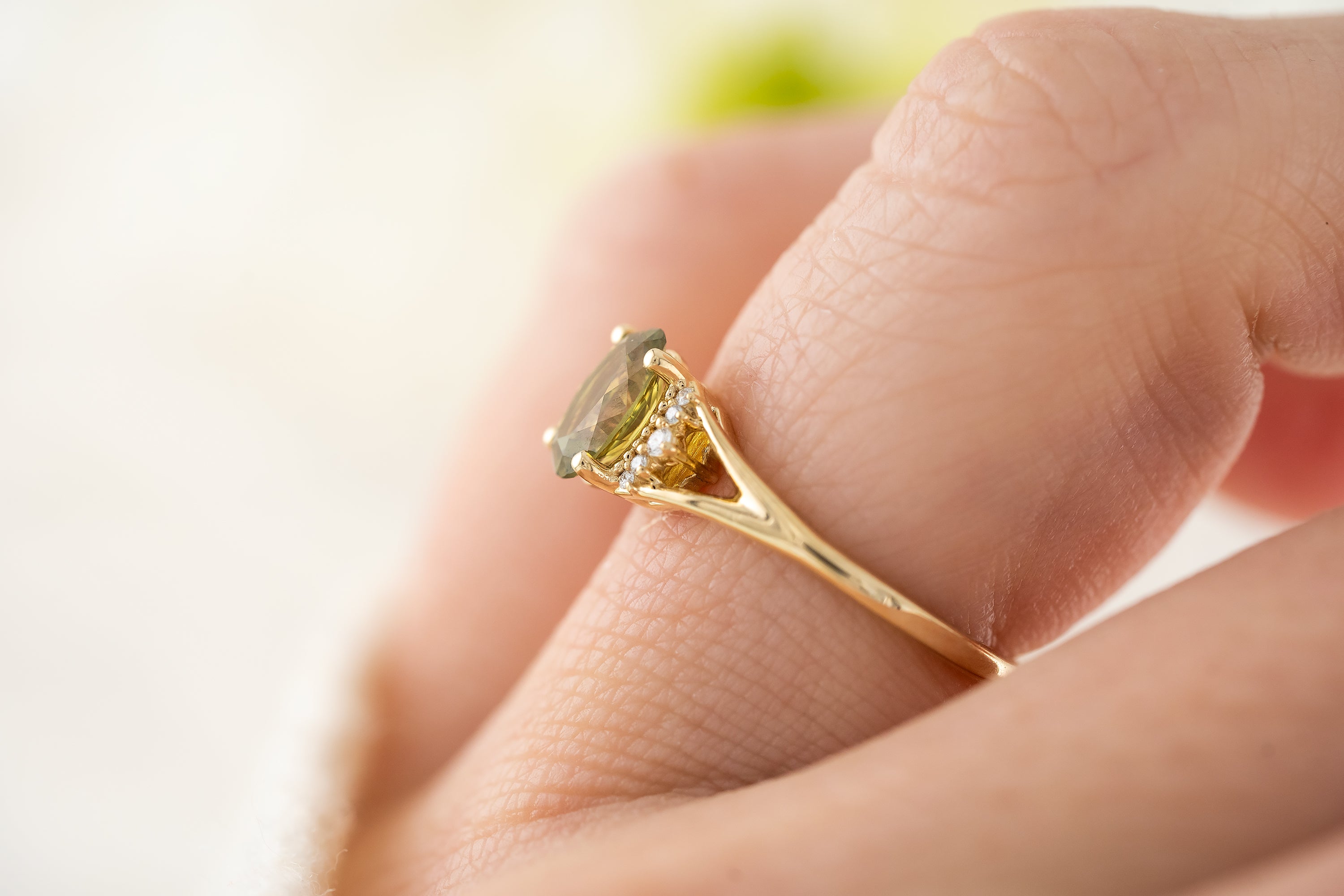 The Serendipity Ring | 1.09 CT Oval Green Sapphire - Lavender Creek Gems 