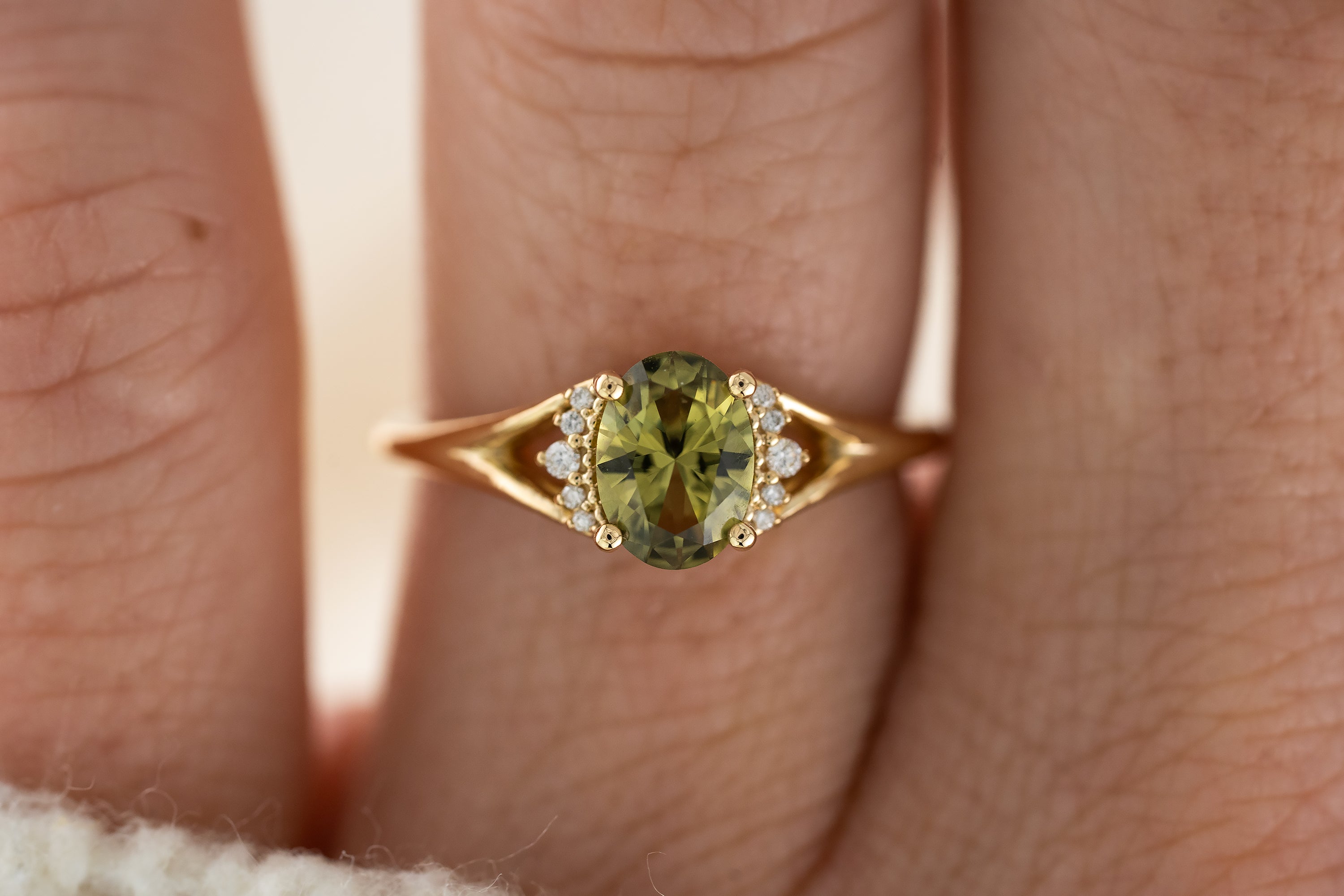 The Serendipity Ring | 1.09 CT Oval Green Sapphire - Lavender Creek Gems 