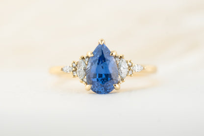 The Maeve Ring | 1 .7 CT Pear Blue Sapphire - Lavender Creek Gems 