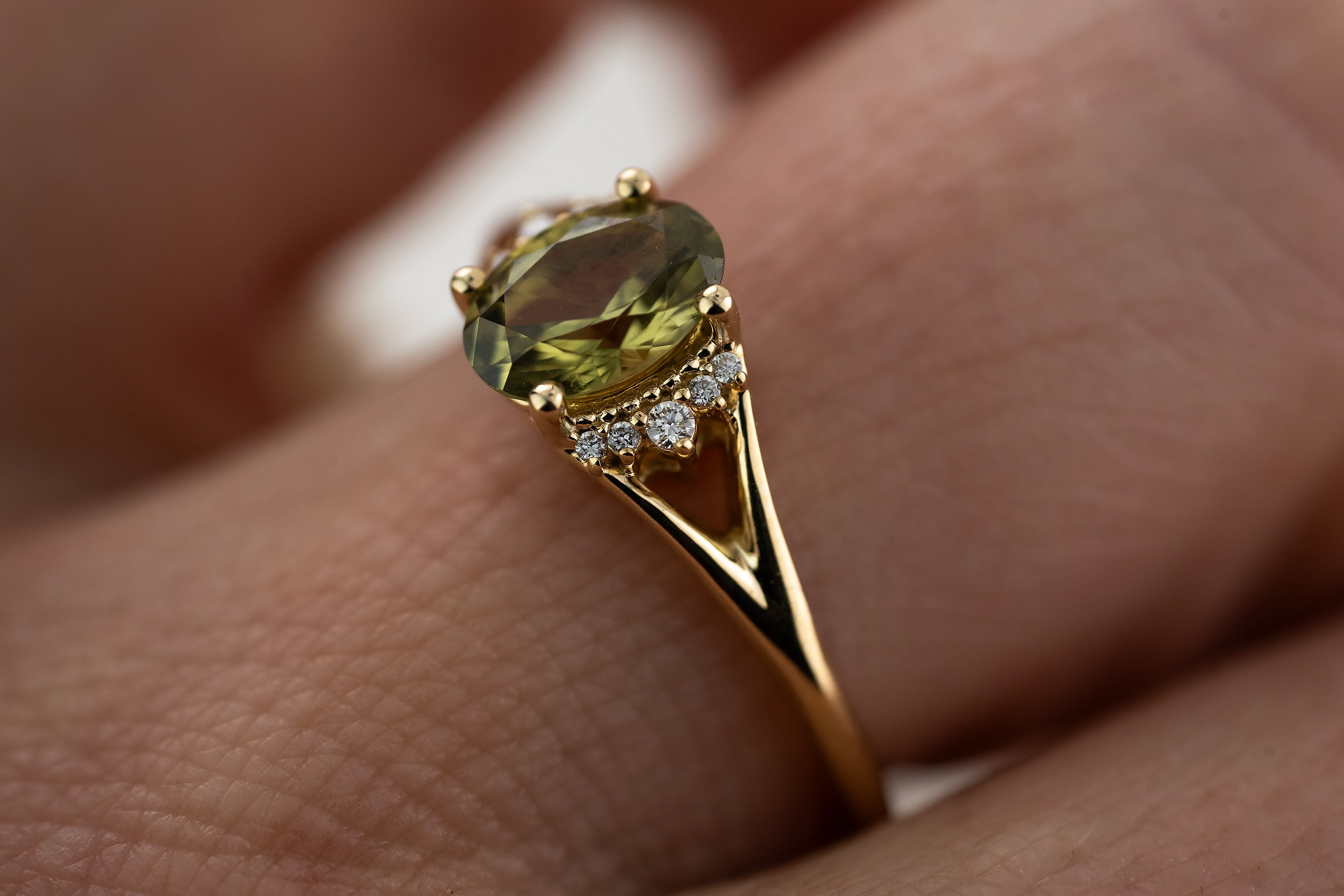 The Serendipity Ring | 1.09 CT Oval Green Sapphire - Lavender Creek Gems 