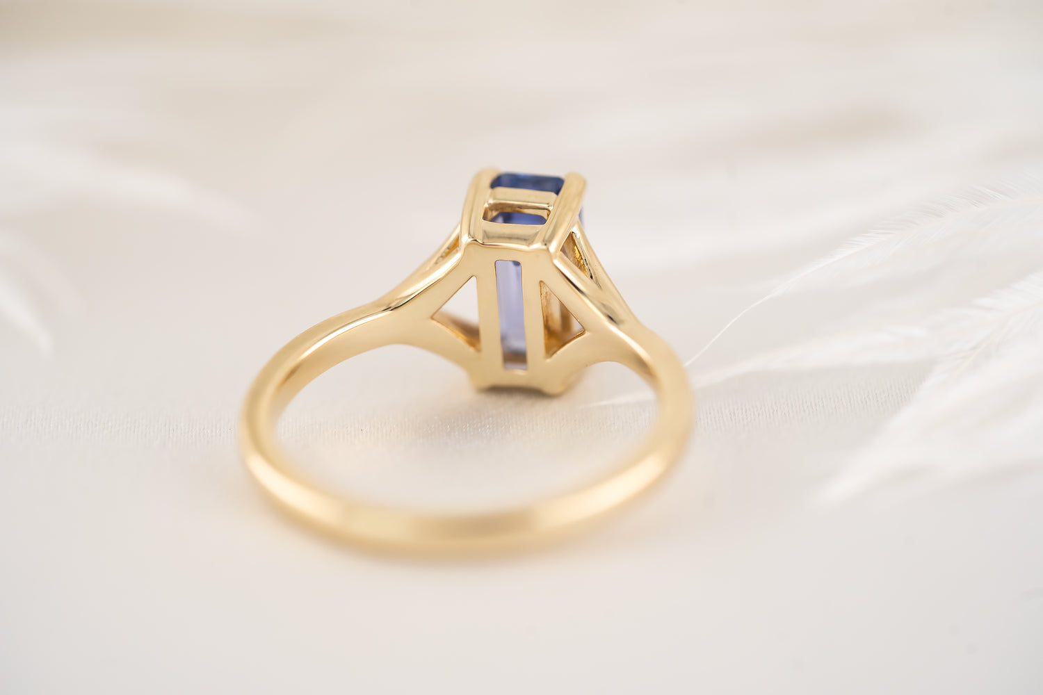 The Riven Ring - 1.82 CT Emerald Cut Blurple Sapphire - Lavender Creek Gems 