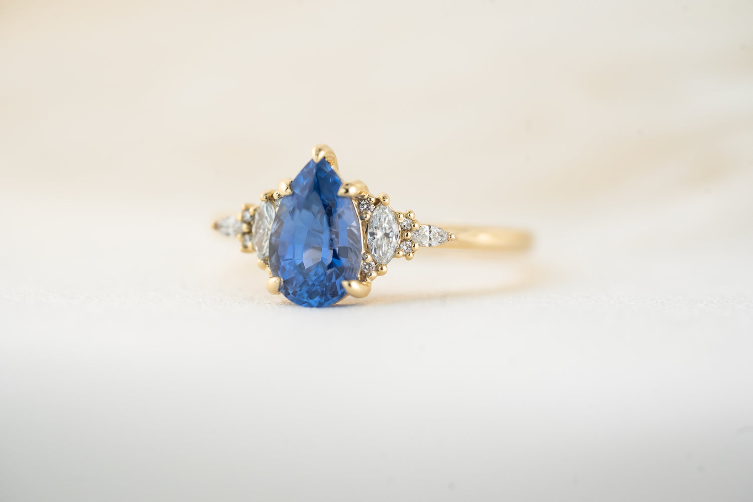 The Maeve Ring | 1 .7 CT Pear Blue Sapphire - Lavender Creek Gems 