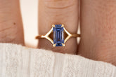 The Riven Ring - 1.82 CT Emerald Cut Blurple Sapphire - Lavender Creek Gems 