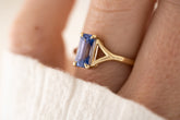 The Riven Ring - 1.82 CT Emerald Cut Blurple Sapphire - Lavender Creek Gems 