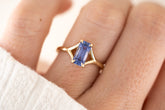 The Riven Ring - 1.82 CT Emerald Cut Blurple Sapphire - Lavender Creek Gems 