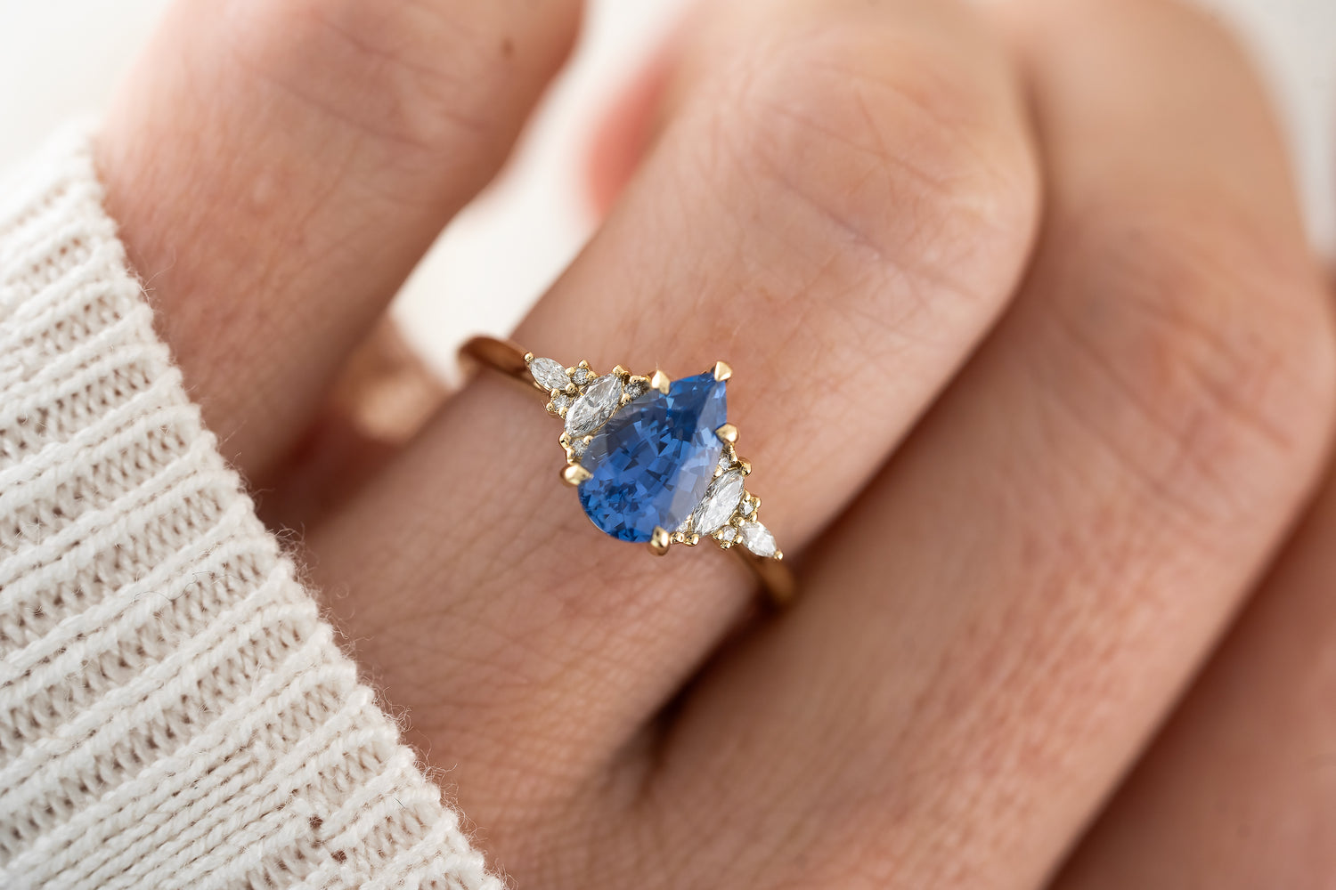 The Maeve Ring | 1 .7 CT Pear Blue Sapphire - Lavender Creek Gems 