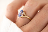 The Riven Ring - 1.82 CT Emerald Cut Blurple Sapphire - Lavender Creek Gems 