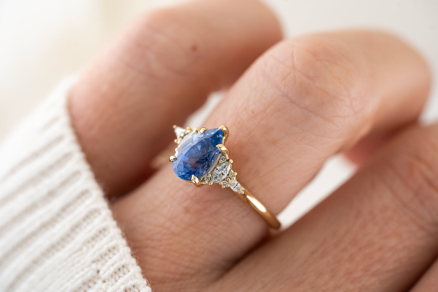 The Maeve Ring | 1 .7 CT Pear Blue Sapphire - Lavender Creek Gems 