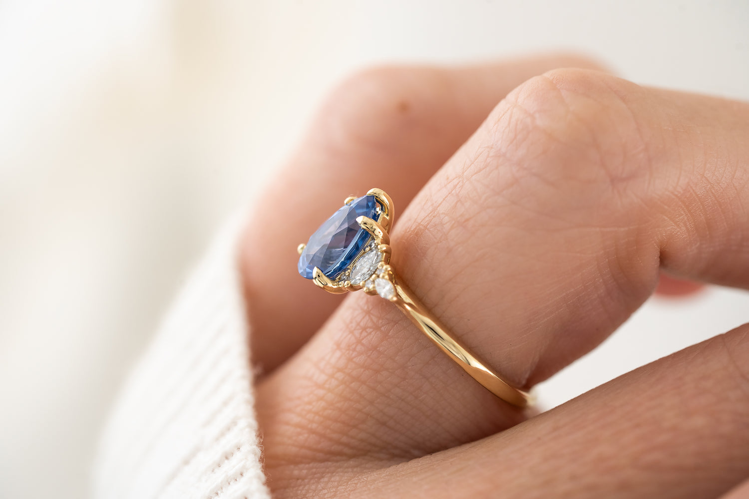 The Maeve Ring | 1 .7 CT Pear Blue Sapphire - Lavender Creek Gems 