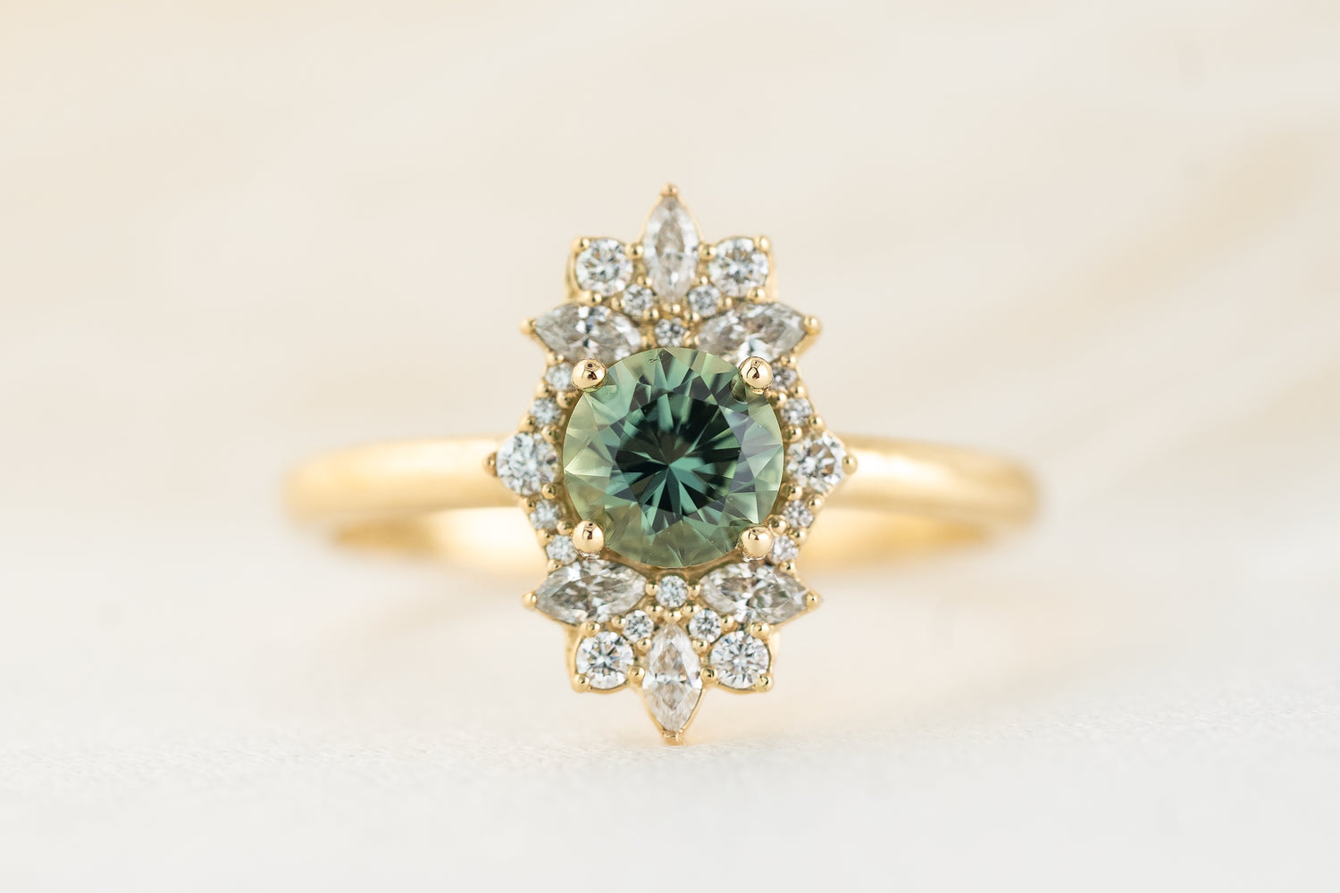The Skye Ring | 0.78 CT Round Teal Montana Sapphire - Lavender Creek Gems 