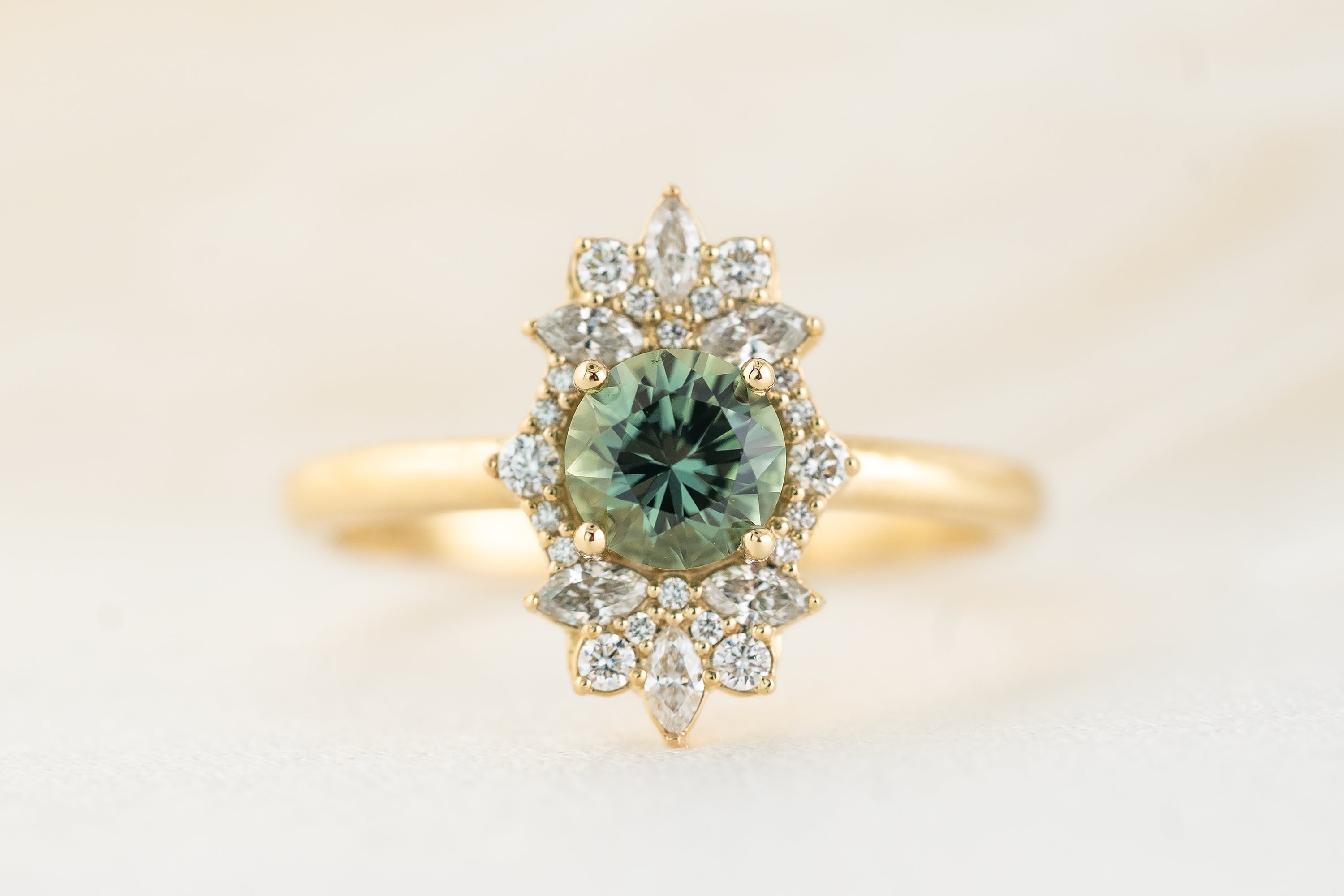 The Skye Ring | 0.78 CT Round Teal Montana Sapphire - Lavender Creek Gems 