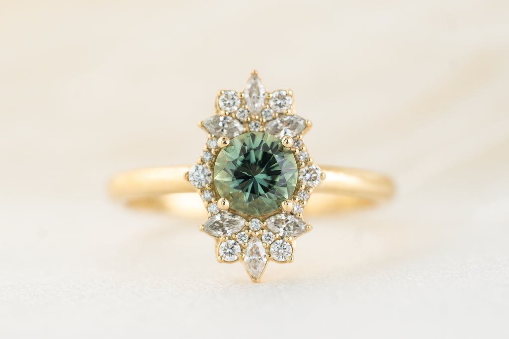 The Skye Ring | 0.78 CT Round Teal Montana Sapphire - Lavender Creek Gems 