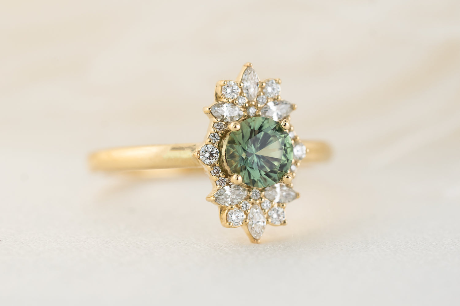The Skye Ring | 0.78 CT Round Teal Montana Sapphire - Lavender Creek Gems 