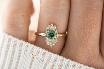 The Skye Ring | 0.78 CT Round Teal Montana Sapphire - Lavender Creek Gems 
