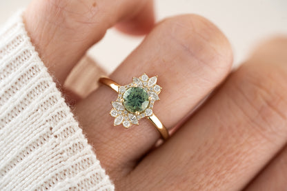 The Skye Ring | 0.78 CT Round Teal Montana Sapphire - Lavender Creek Gems 
