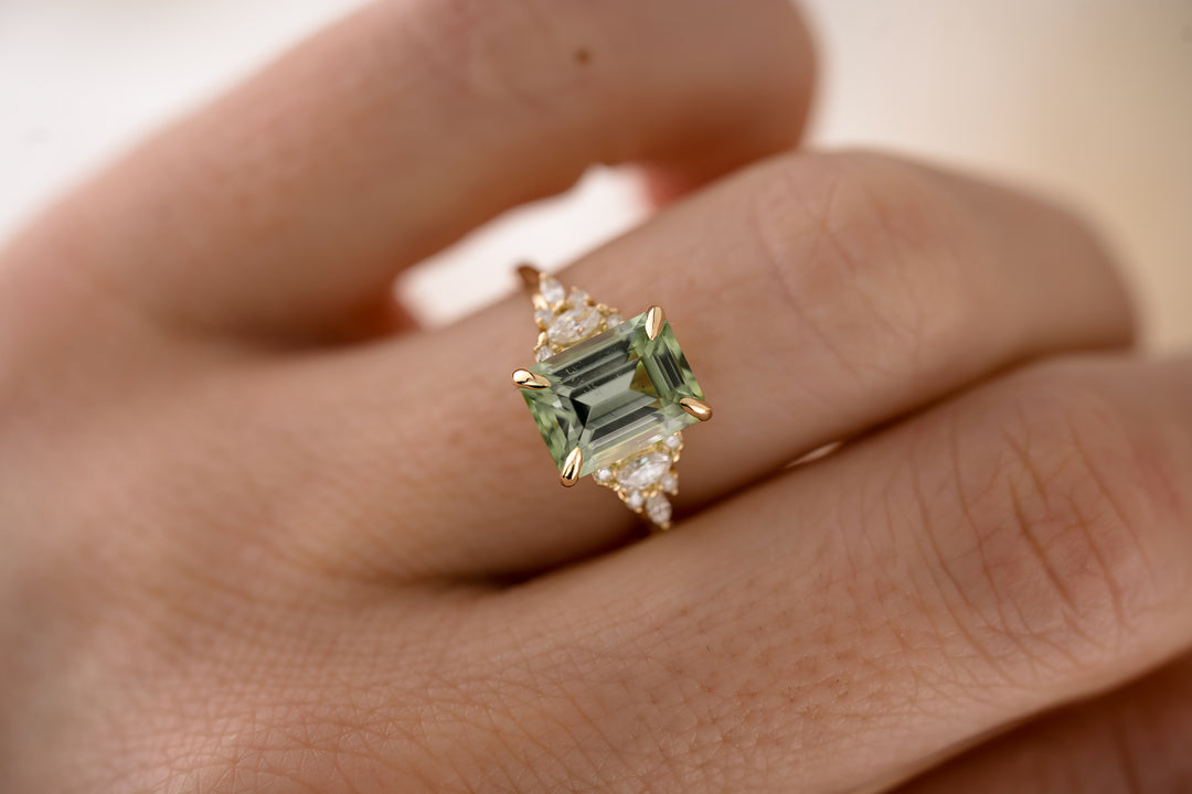 The Maeve 3.25 CT Emerald Cut Green Tourmaline Ring