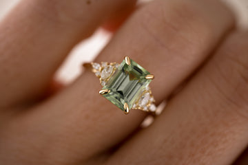 The Maeve 3.25 CT Emerald Cut Green Tourmaline Ring - Lavender Creek Gems 