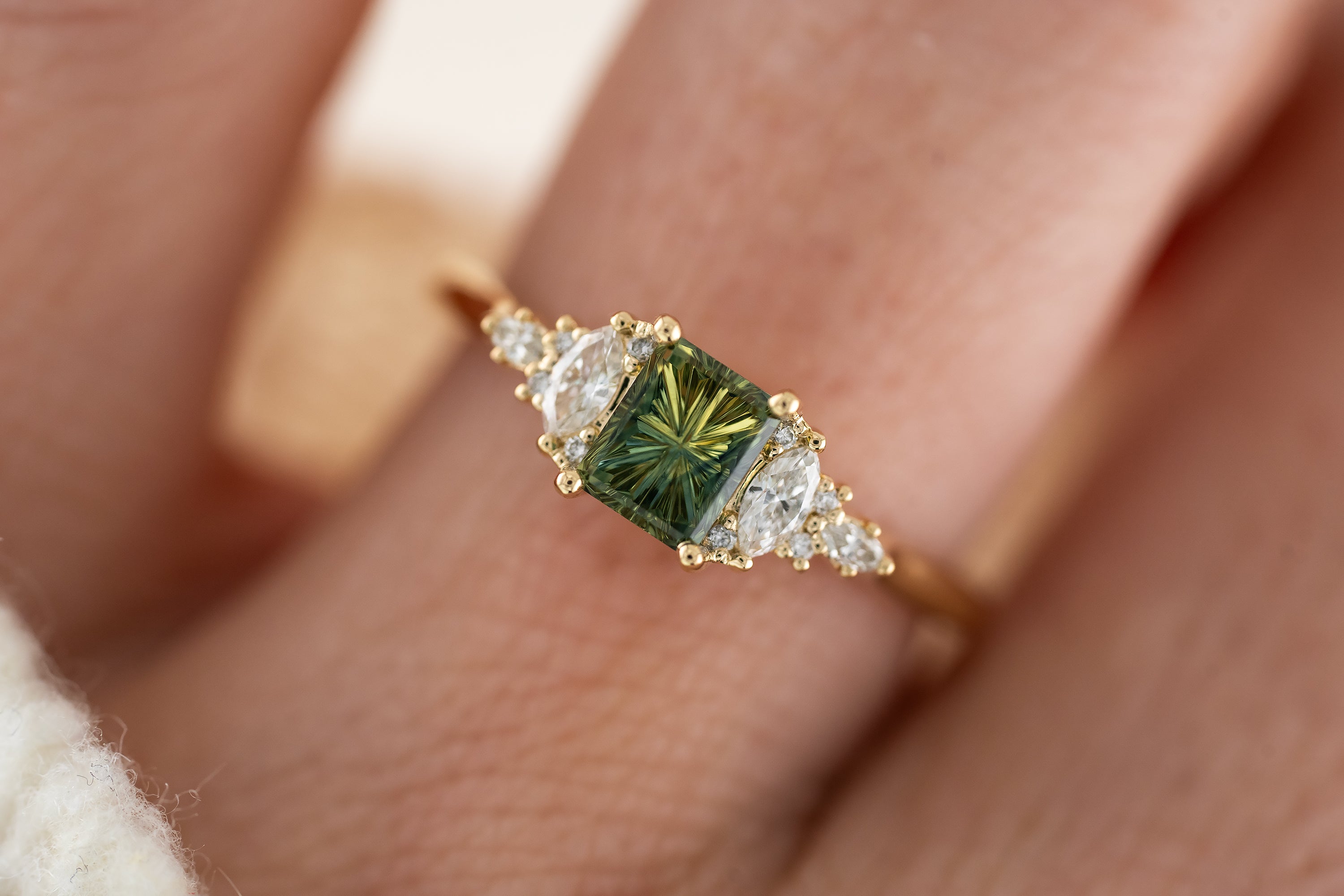 The Maeve Ring | 0.82 CT Rectangular Starbrite™ Australian Parti Sapphire - Lavender Creek Gems 