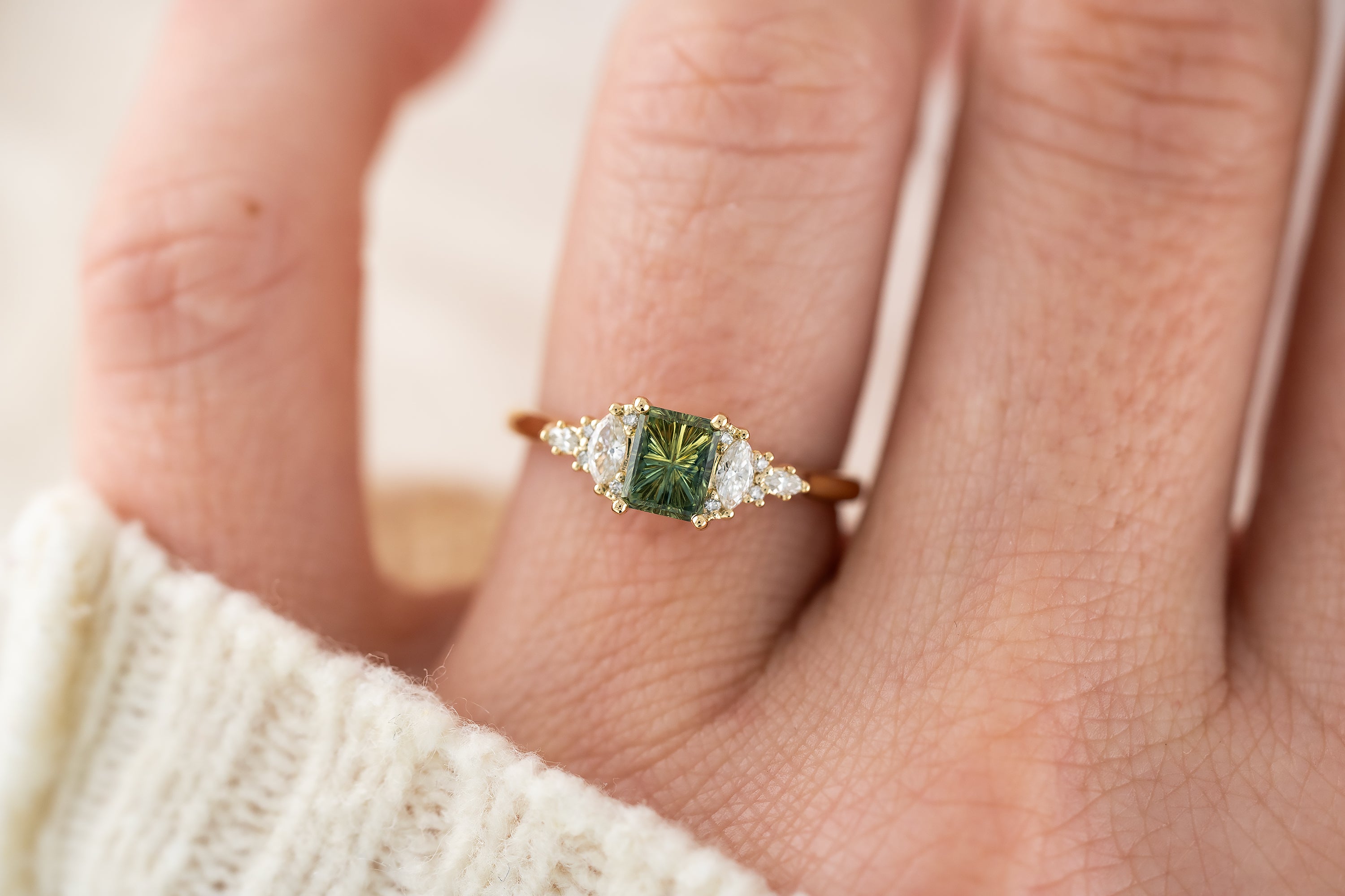 The Maeve Ring | 0.82 CT Rectangular Starbrite™ Australian Parti Sapphire - Lavender Creek Gems 