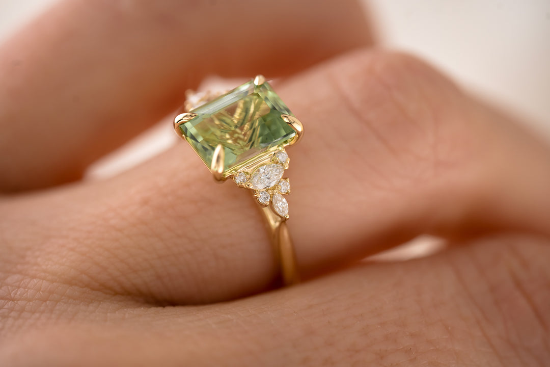 The Maeve 3.25 CT Emerald Cut Green Tourmaline Ring