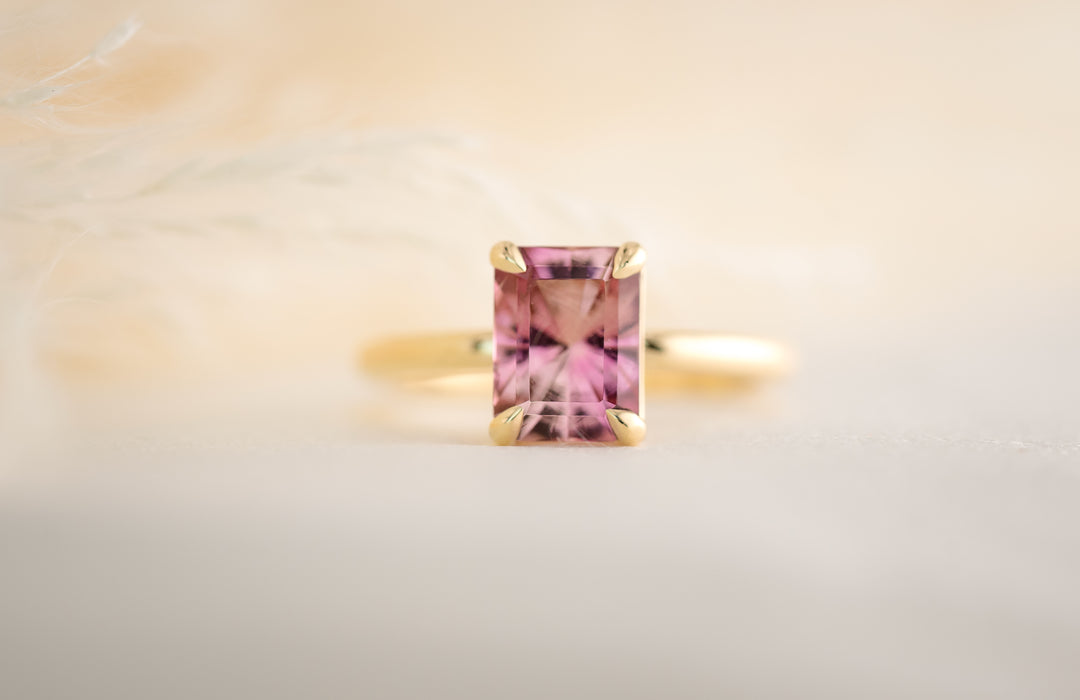 The Alina 2.3 CT Radiant Pink Tourmaline Ring