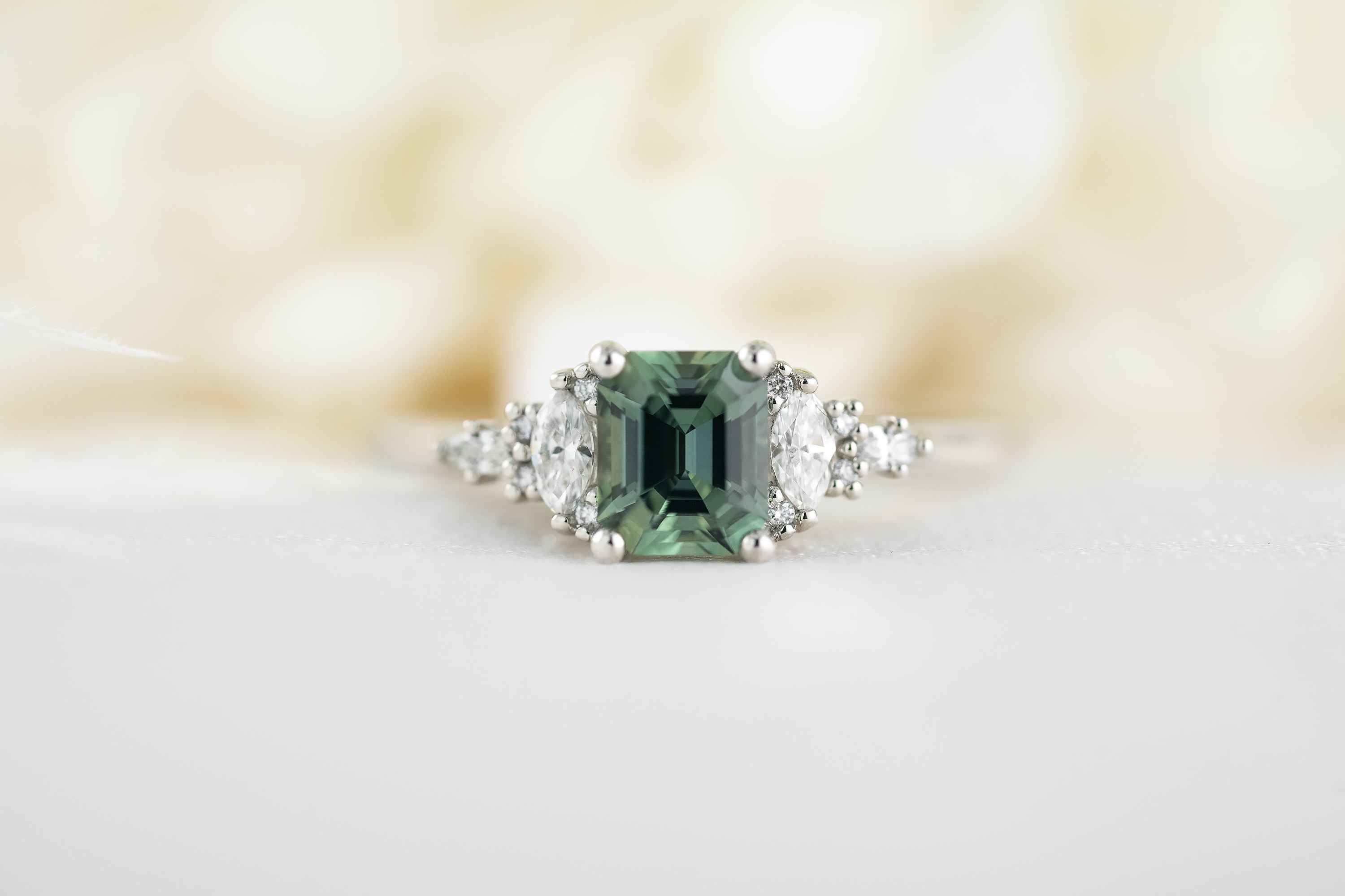 The Maeve Ring | 1.06 CT Emerald Cut Teal Sapphire - Lavender Creek Gems 