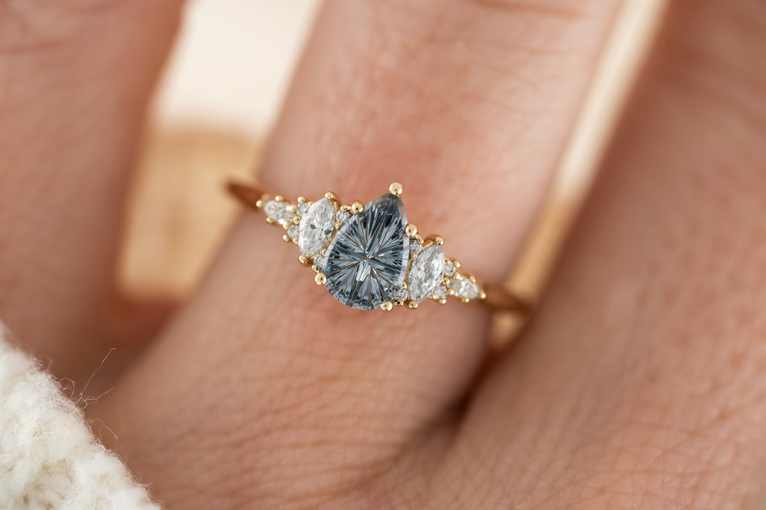 The Maeve Ring | 0.68 CT Pear Starbrite™ Blue Sapphire - Lavender Creek Gems