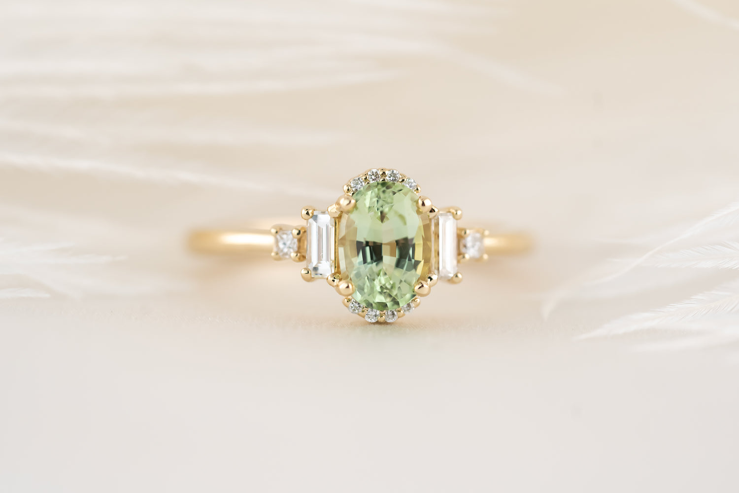 The Sura Ring - 1 CT Oval Mint Green Tourmaline - Lavender Creek Gems 