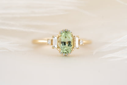 The Sura Ring - 1 CT Oval Mint Green Tourmaline - Lavender Creek Gems 