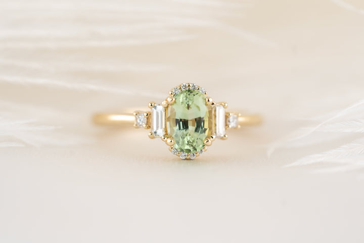 The Sura Ring - 1 CT Oval Mint Green Tourmaline