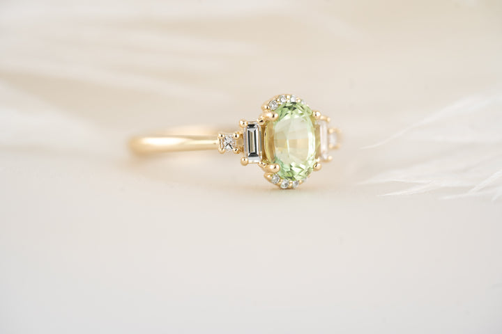 The Sura Ring - 1 CT Oval Mint Green Tourmaline