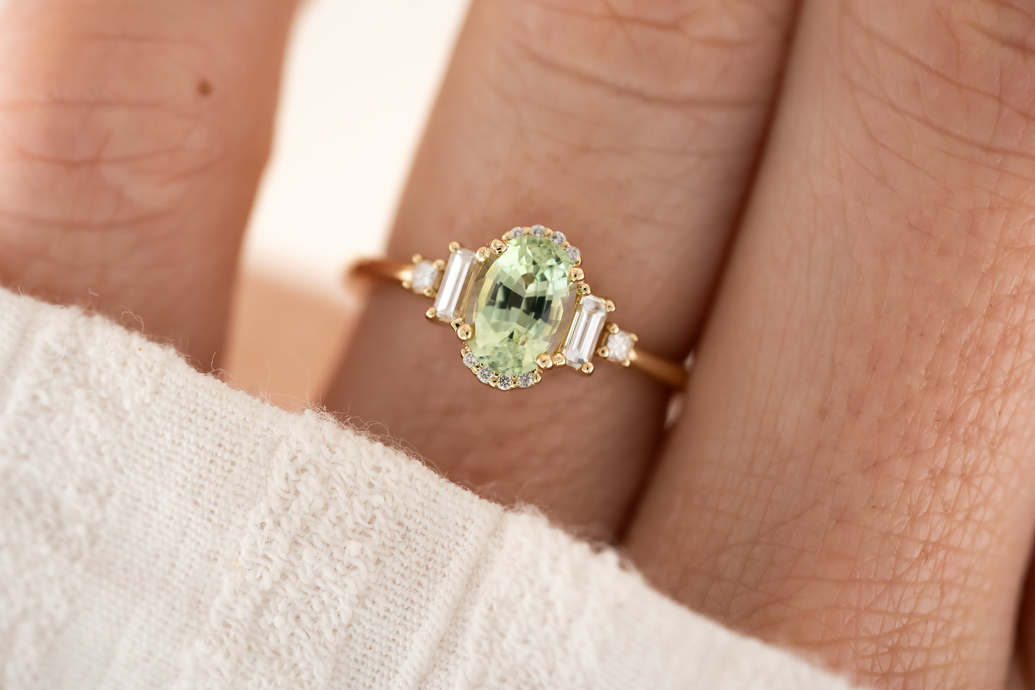 The Sura Ring - 1 CT Oval Mint Green Tourmaline - Lavender Creek Gems 