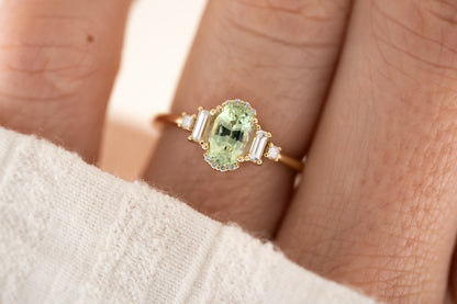 The Sura Ring - 1 CT Oval Mint Green Tourmaline - Lavender Creek Gems 
