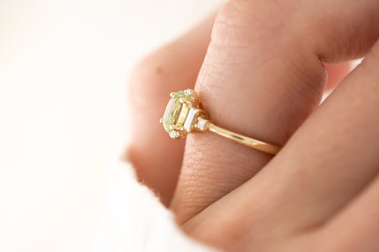 The Sura Ring - 1 CT Oval Mint Green Tourmaline - Lavender Creek Gems 