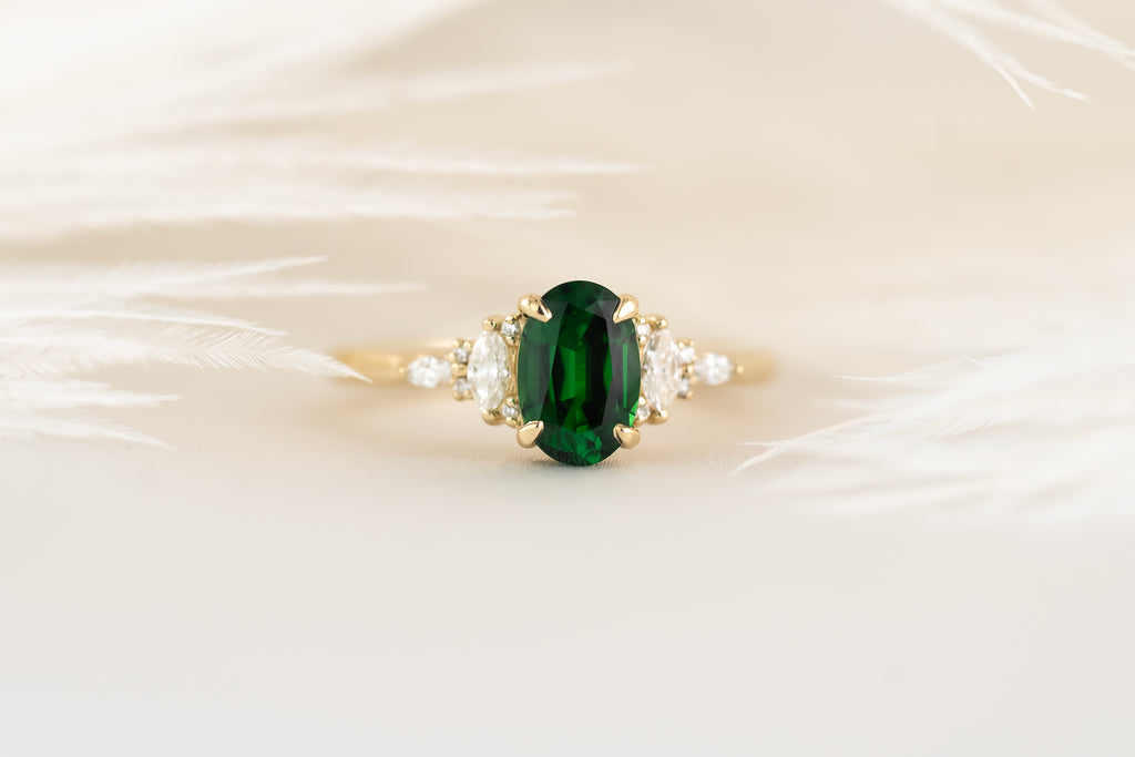 The Maeve Ring - 1.24 CT Oval Tsavorite Garnet - Lavender Creek Gems 